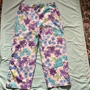 Floral Capris with Purple and Blue Accents
